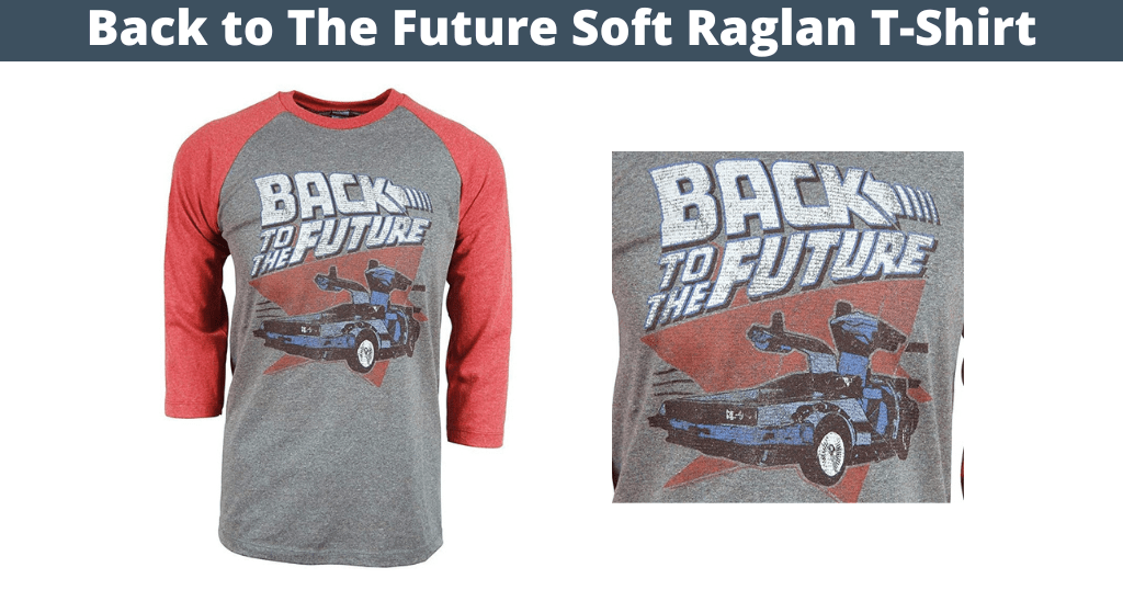 Back to The Future Red and Blue Adult Soft Raglan T-Shirt