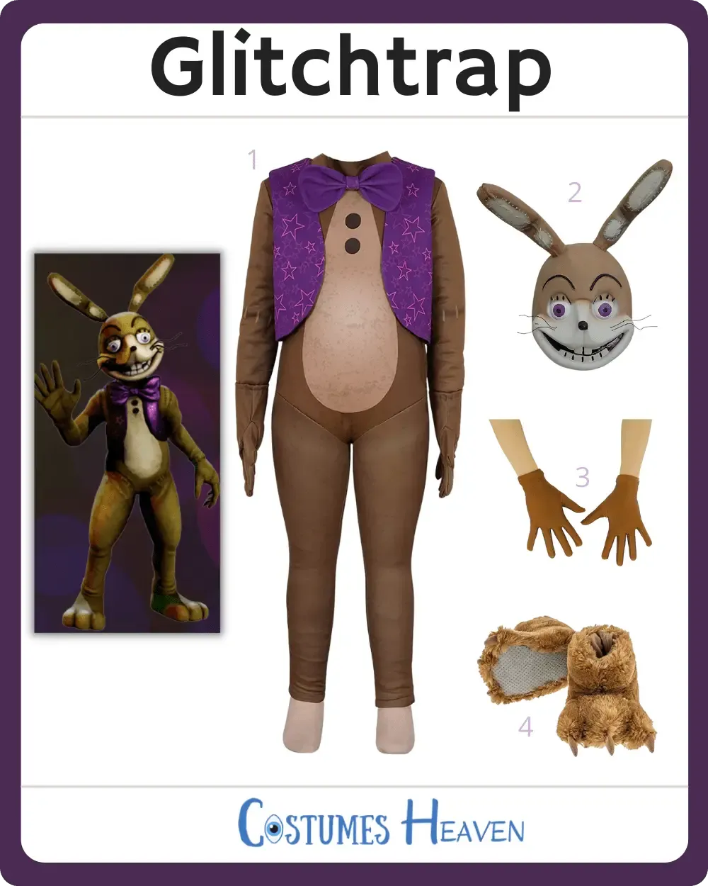 Glitchtrap traje fnaf crianças cosplay moda feminina 7 peças gato